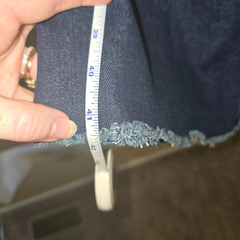 TRACTR dark denim flare with slit front leg and raw hem - Picture 4 of 8